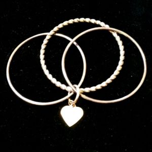 Triple Bangle Bracelet with Heart Charm